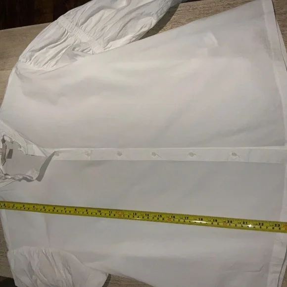 H&M White 100% Cotton 3/4 Puffy Sleeve Blouse Top Button Down Size 8 - Picture 3 of 9